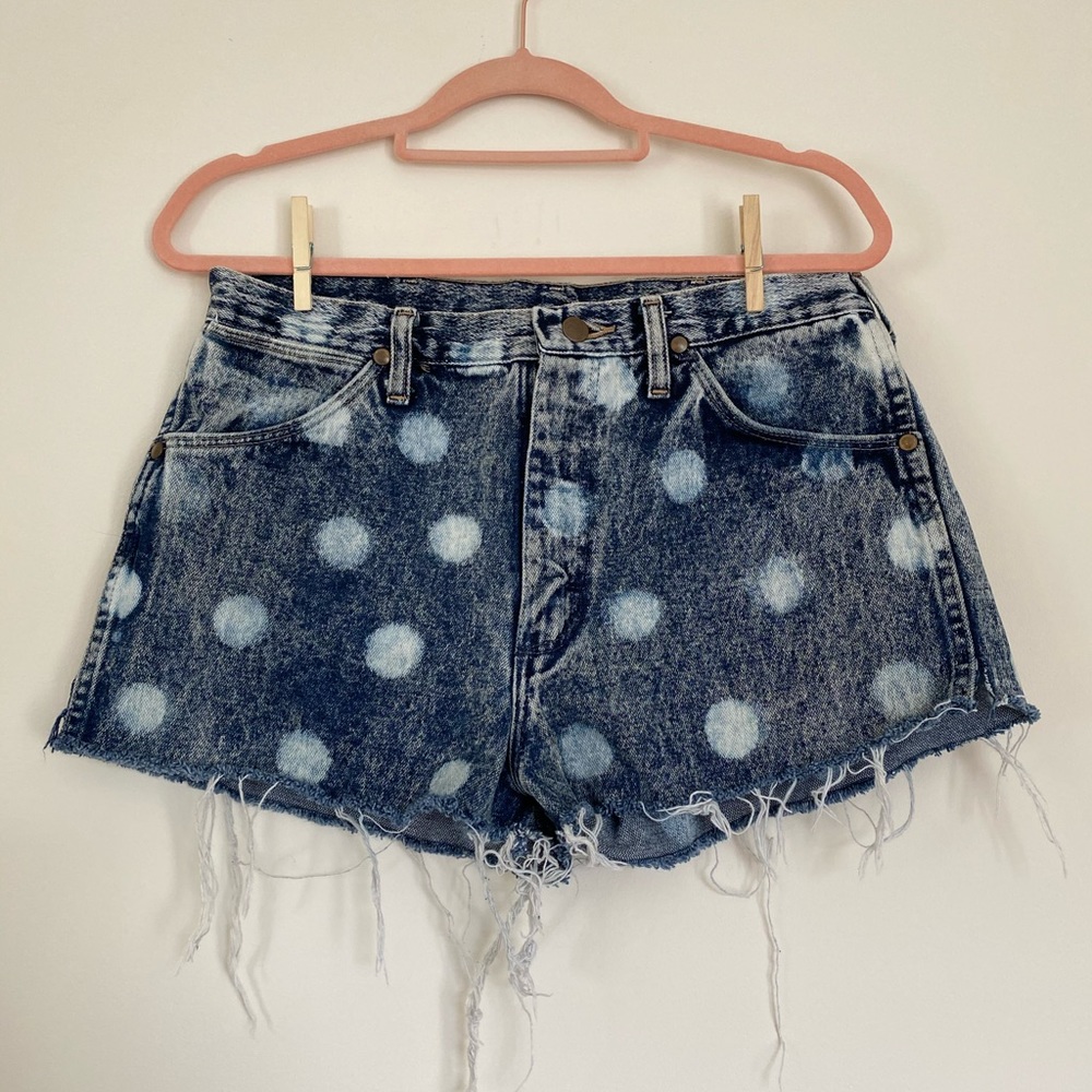 Polka Dot Denim Shorts Urban Outfitters
